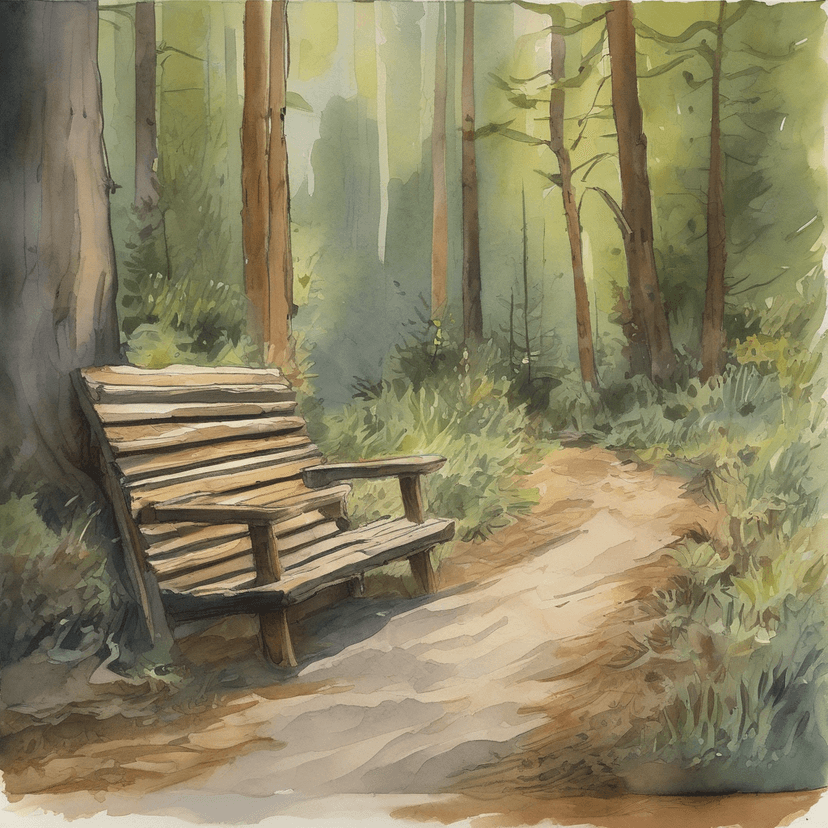 New bench waits with a sycamore leaf on its plastic.